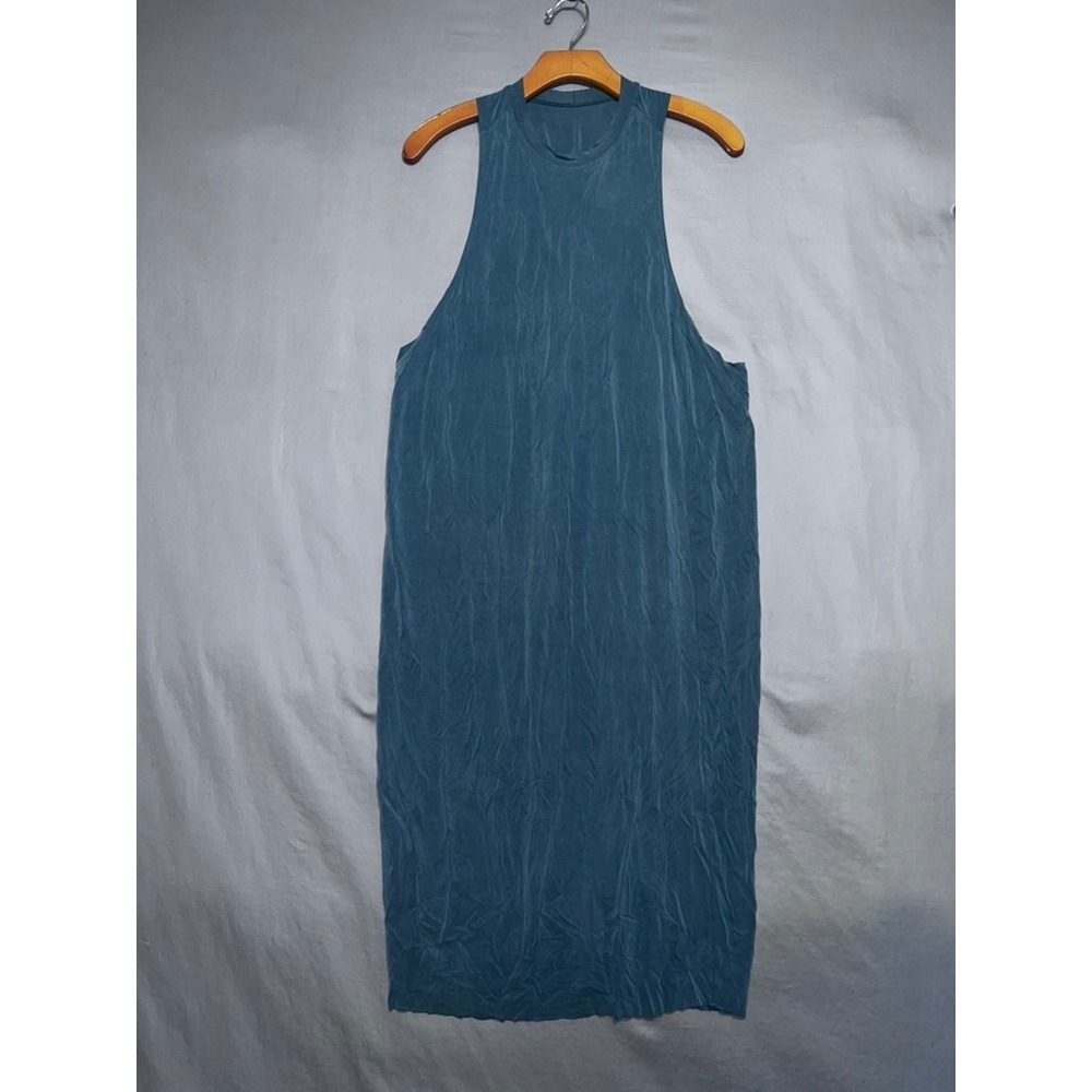 Lululemon Twist Back Sleeveless Midi Dress Teal Blue High Neck Athleisure